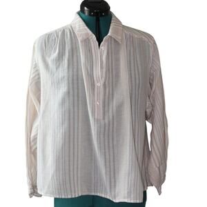 Madewell Beige & White Striped Lightweight Button Front Blouse Women’s Medium